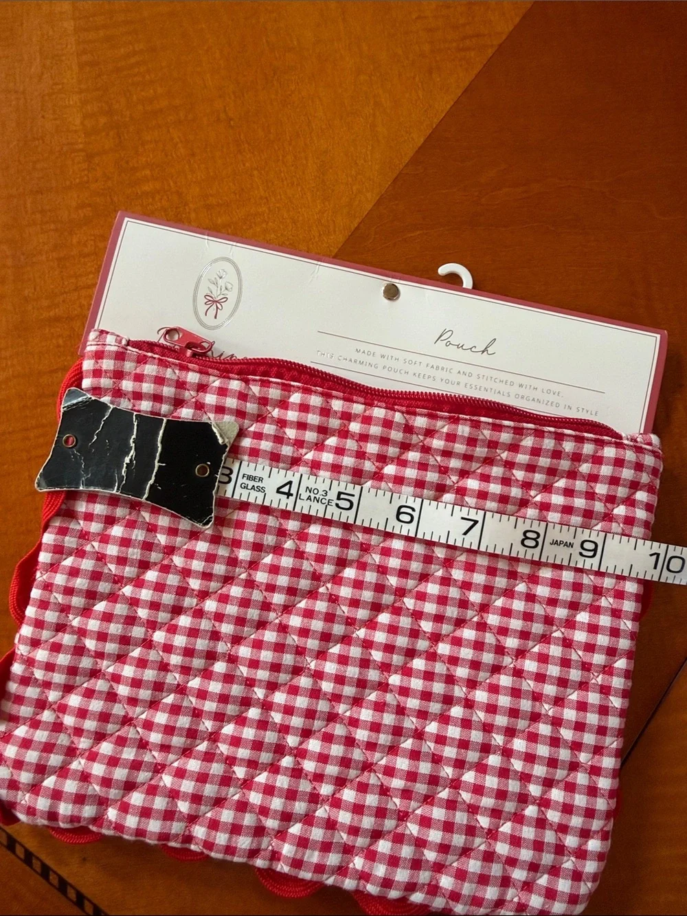 Red Gingham Quilted Cosmetic Pouch